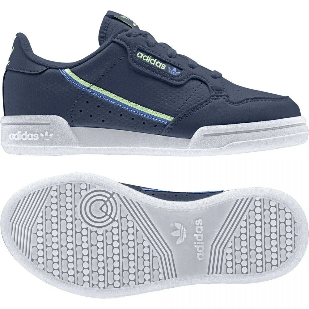 ADIDAS Continental 80 C Girls Size 3 Blue Sneakers Fashion Casual Athletic NEW